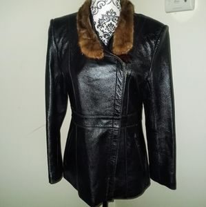 🔥🔥MINK COLLARED🔥🔥ASYMMETRICAL LEATHER🔥🔥